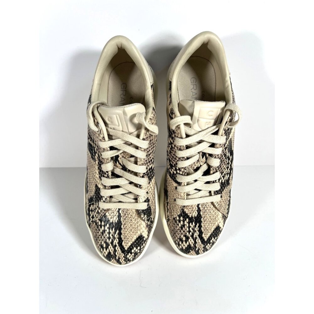 Cole Haan Womens Grandpro Tennis Sneakers Beige Snake Print Low-Top Casual Shoes